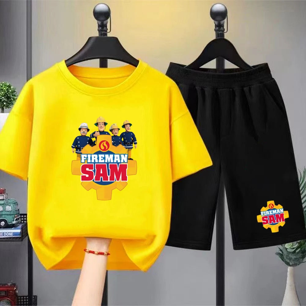 Kids Round Neck Black T-shirt Shorts Fashion Short-sleeved Toddler 3-12Y Casual Summer Set