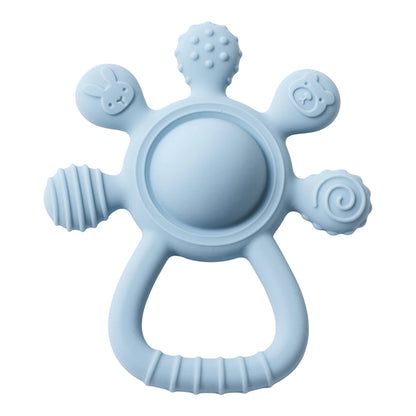 BPA Free Silicone Teether Food Grade Baby 0-12 Toys Teething Rattle Sensory Toys for Toddlers Silicone Hand Bell Soothing Toys