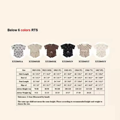 Kids Summer 100% Cotton Clothing Sets Girls Boys Short Suits Children Casual Suit Baby Outfits for 1-8years
