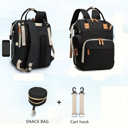 Fashionable Quilted Large-Capacity Backpack Mommy Bag; Multi-Functional Mommy Backpack for Traveling, Mother and Baby Bag; Lightweight Multi-Compartment Diaper Bag with Snack Pacifier Bag