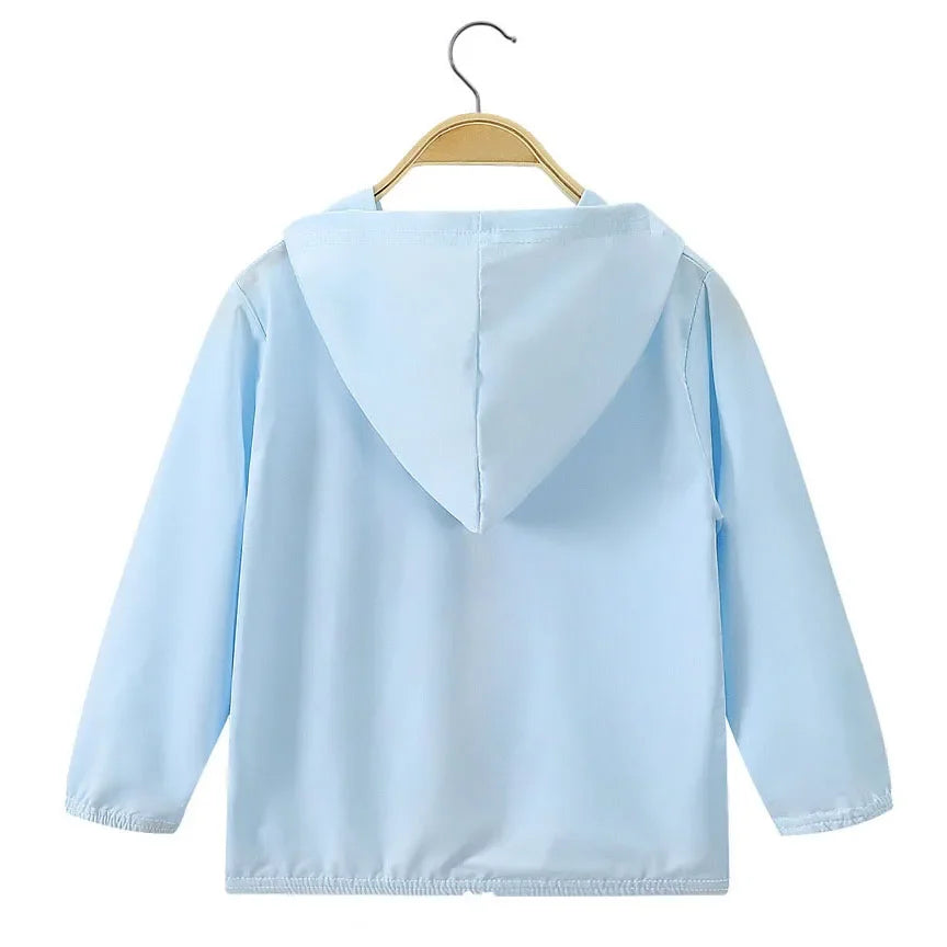 Summer Girls UV Sun Protection Clothing Thin Hooded Jacket for Kids Breathable Air Conditioner Shirt Clothes 2-10 Years