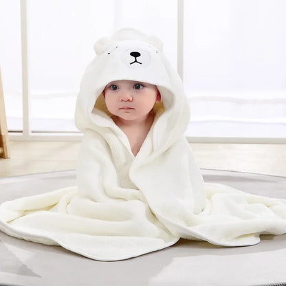 Customized Name Cartoon Animal Baby Bath Towel Soft Newborn Hooded Absorbent Infant Towel with Cap - Baby Shower Gift