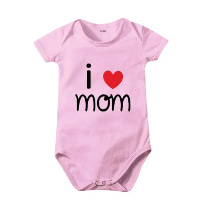 Pure Cotton I Love Mom Newborn Rompers  I Love Dad Baby Romper Twins Matching Bodysuit Summer for 0-24 Months Baby Clothes