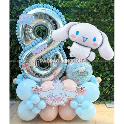 1 Set Cinnamoroll Foil Balloons for Birthday Party Decorations Baby Shower  Kids  Birthday Gift Macaron Latex Balloons Set