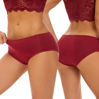 2pcs Woman Menstrual Panties Breathable Large Size Female Cotton Brief Low Waist Postpartum