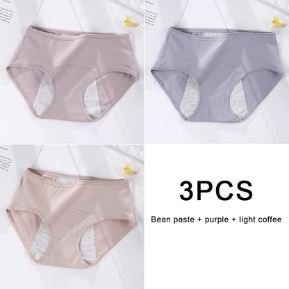 3PCS/set Women's menstrual briefs large flow postpartum water absorption leakproof pure cotton