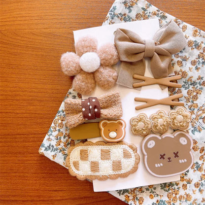 5/9Pcs/Set Cute Bows Hair Clips Hair Accessories For Girls Cartoon Animal Flower Hairpin Headdress Baby Hair Pins Birthday Gifts