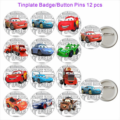 Lightning McQueen Cars Kids Party Favor Glasses Slap Bracelets Stamps Keychains Straws Badges Stickers Birthday Decorations Set