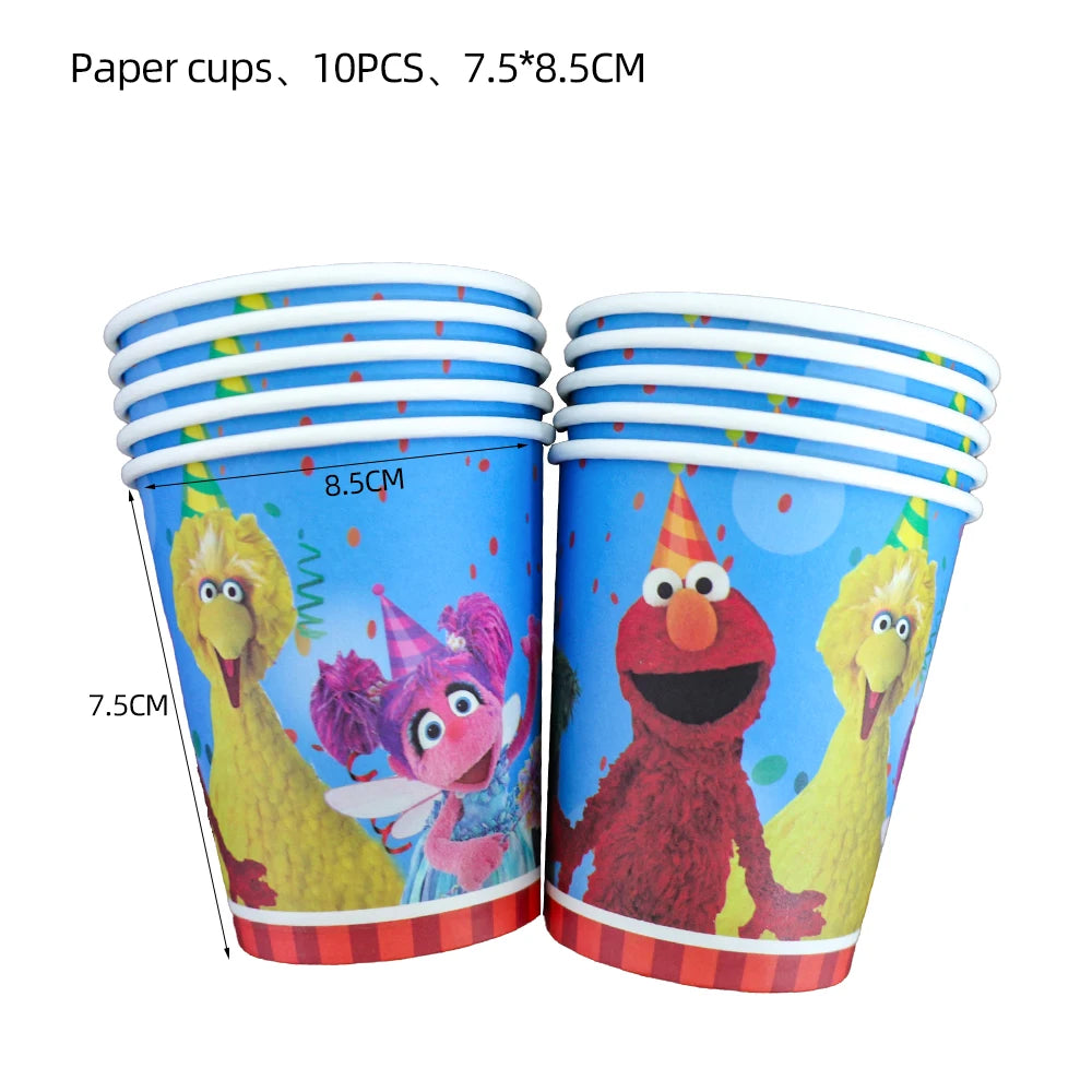 Cartoon Sesames Street Birthday Party Decorations Balloons Plate Cup Banner Tableware Set for Baby Shower Party Favors Kids Gift