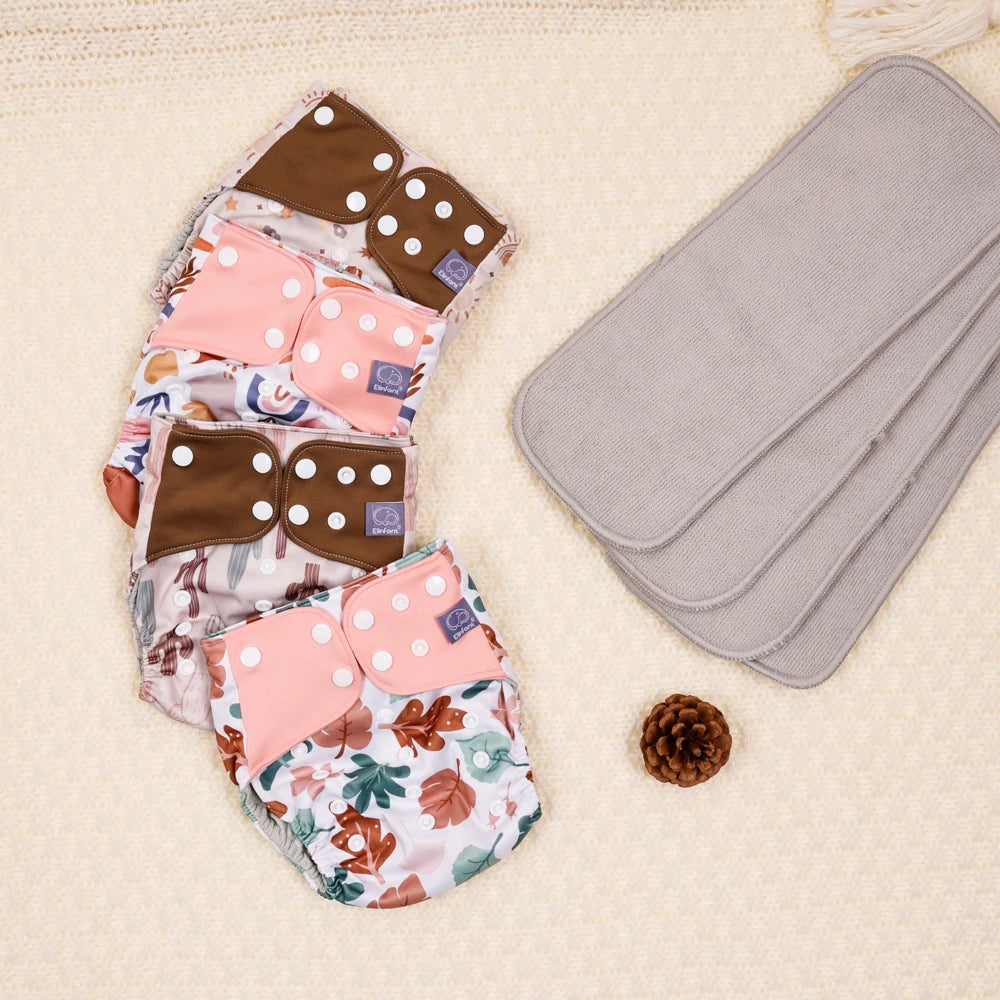 waterproof  baby cloth diaper with 4 absorbents cloths washable eco-friendly pocket cloth nappy