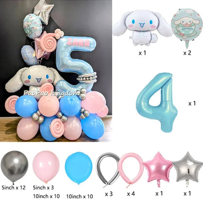 1 Set Cinnamoroll Foil Balloons for Birthday Party Decorations Baby Shower  Kids  Birthday Gift Macaron Latex Balloons Set