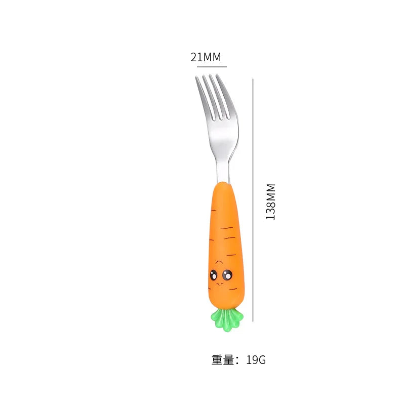 Baby Gadgets Tableware Set Children Utensil Stainless Steel Toddler Dinnerware Cutlery Cartoon Infant Food Feeding Spoon Fork