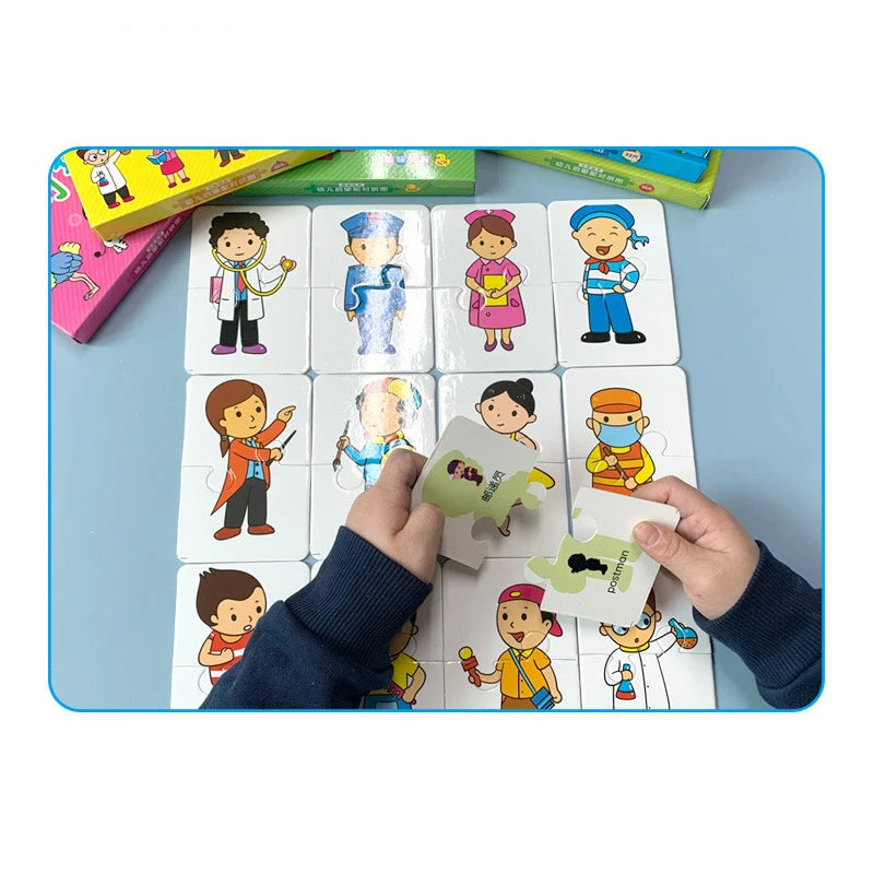 Baby Puzzle Toys for Children Animals Fruit Truck Graph Card Matching Games Toys for Kids 1 2 3 Years Old Boys Girls