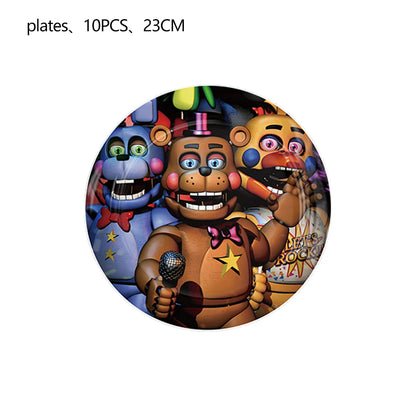FNAF Five Nights Freddyed Birthday Party Decorations Balloons Plate Banner Tableware Set for Baby Shower Party Favors Kids Gifts