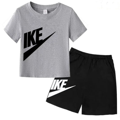 Kids Summer Short Sleeve T-shirt Shorts 2Pcs Set Boy Girl Casual Sport Jogging Suit Toddler 3-12Y