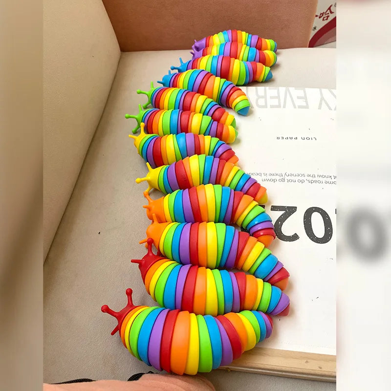 3D Slug Fidget Toy Colorful Slug Snail Flexible All Ages Relief Anti-Anxiety Sensory Toys for Children