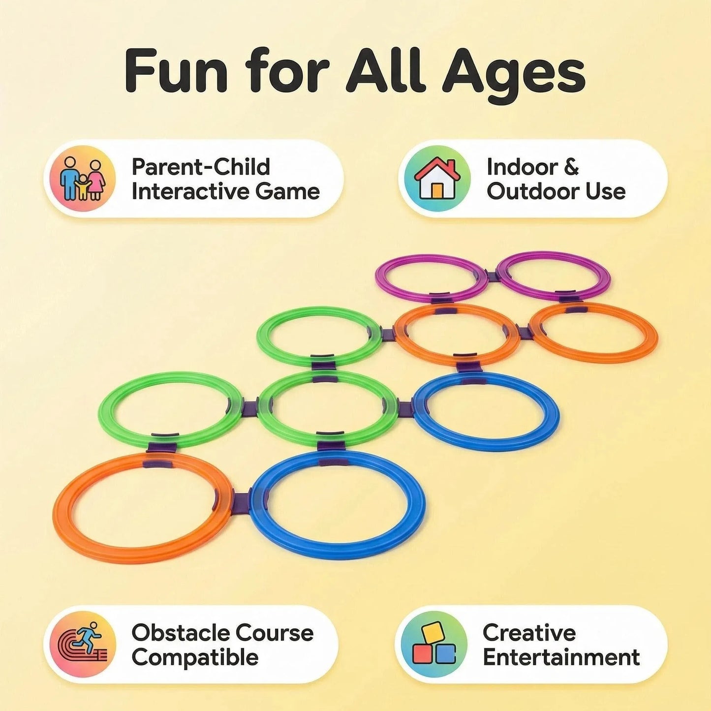 10 Hoops 10 Connectors Lattice Jump Ring Game Set Outdoor Football Physical Training Sport Toys for Park Play Boys Girls