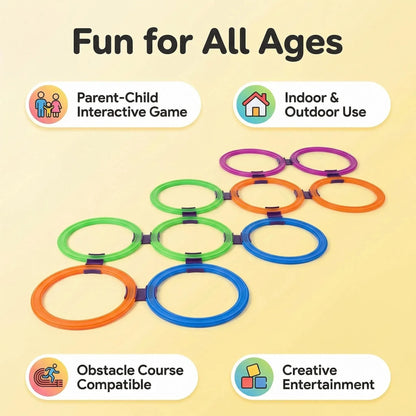 10 Hoops 10 Connectors Lattice Jump Ring Game Set Outdoor Football Physical Training Sport Toys for Park Play Boys Girls