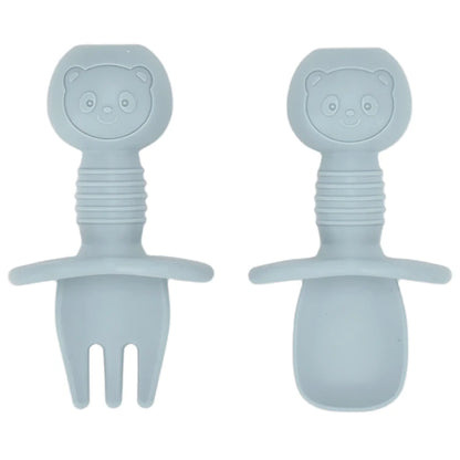 4Pcs/Set Baby Safe Silicone Dining Plate Solid Cute Cartoon Children Dishes Smile Face Baby Tableware Set Retro Kids Plate