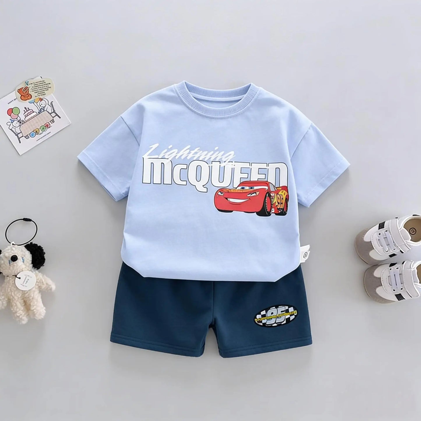 Disney Cartoon Printed Kids Short Sleeved Suits T-shirt Shorts Children's Casual Tracksuits Outfits Baby Boy 2 Piece Set