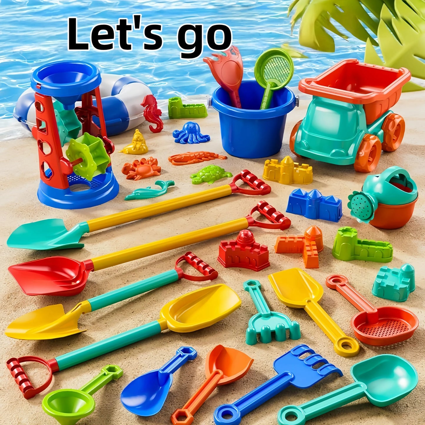 Children's beach toy set for boys and girls to play with sand, snow, water, outdoor gardening, digging soil, digging