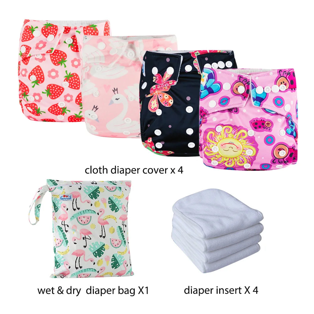 Babyland New Waterproof Baby Cloth Diaper Kit with Inserts & Wet Bags | Economical Washable Nappy System (0-36 Months)