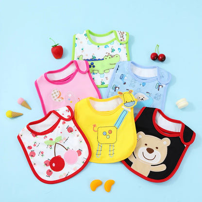 5pcs/set Baby Girl Boy Feeding Bibs Waterproof Apron Cartoon Towel Kids Toddler Dinner Burp Cloths