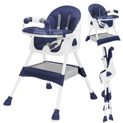 Foldable Baby Highchair 6 Months Plus, with Large Anti slip Pad & Toy Rack, Easy to Clean Feeding