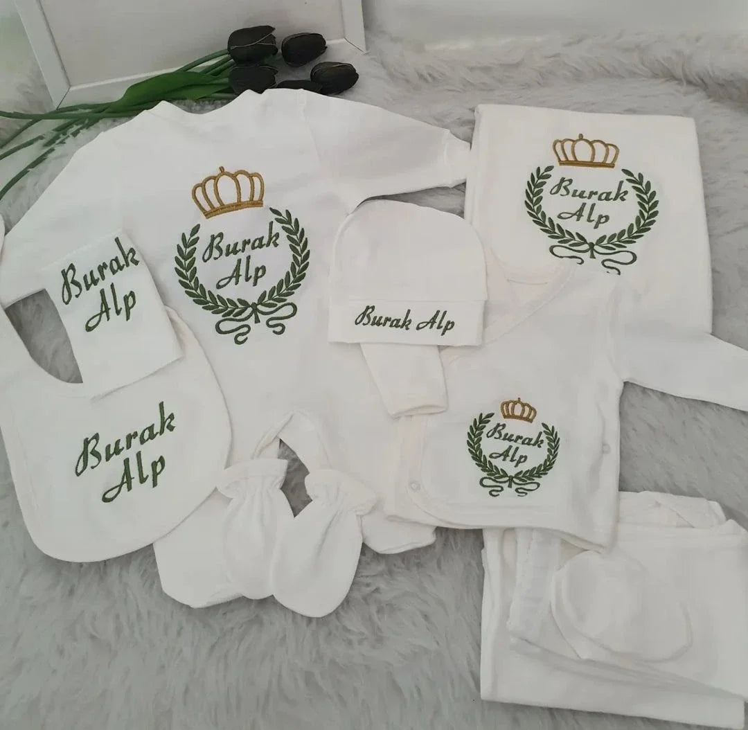 10pcs Wings Outfits Any Name Personalized Laurel Tree Embroidery Gift Baby Pajamas Hat Welcome Home Ceremonial dress