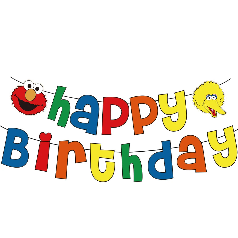 Cartoon Sesames Street Birthday Party Decorations Balloons Plate Cup Banner Tableware Set for Baby Shower Party Favors Kids Gift