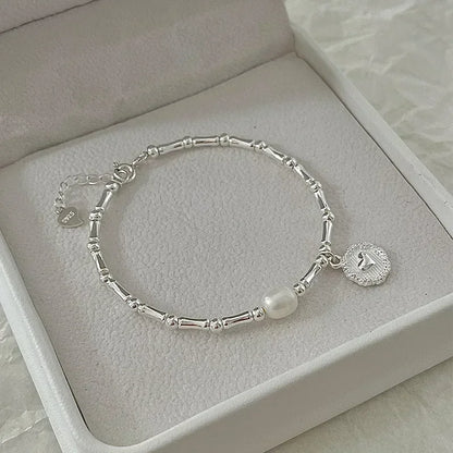 925 Sterling Silver Heart Shaped Necklace Bracelet Set for Women Vintage Korean Crystal Bracelets High Quality Set Party Jewelry