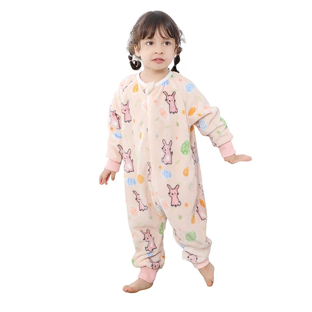 Cartoon Flannel Children Sleeping Sack Warm Winter Clothes Toddler Kids 1-6T