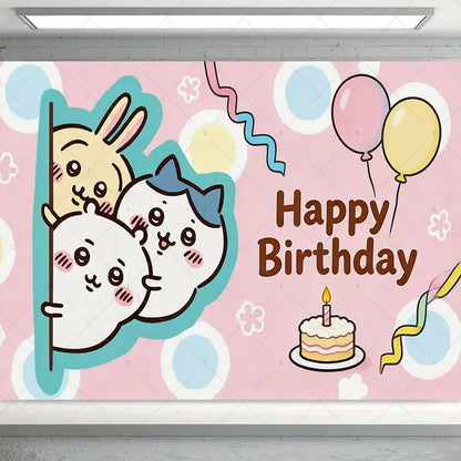 Cartoon Chiikawa Hachiware Usagi Birthday Party Decoration Background Balloon Set Cake Topper Backdrop Baby Shower Kid Gift Prop