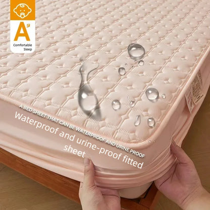 Fitted bed Sheet Waterproof Quilted Mattress Protector Breathable Mattress Cover Anti-mite Anti-bacterial No Pillowcase