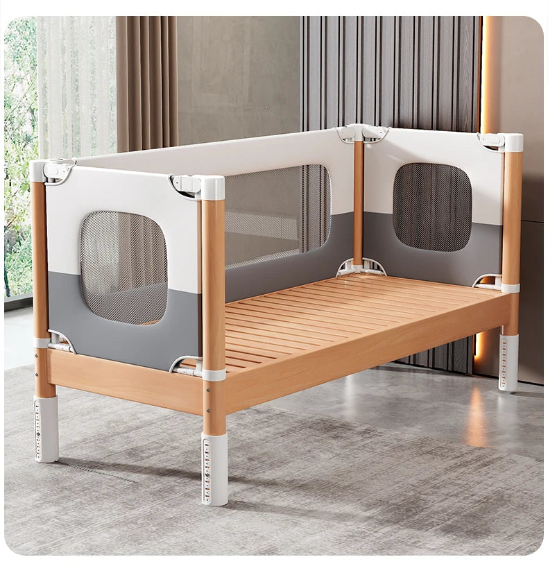 Customizable Splicing Crib Solid Wood Widened Bedside Flat Bed Seamless Liftable Guardrail Baby Children's Bed