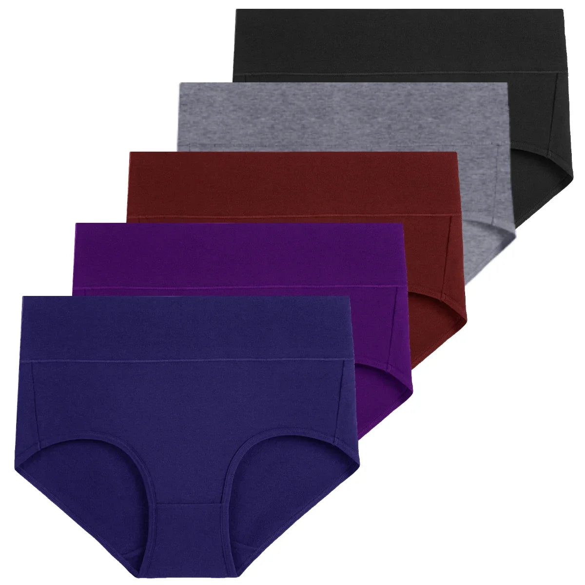 5pcs Women's Soft Cotton Underwear Briefs High Waisted Postpartum Panties Ladies Full Coverage Set 5X-Large