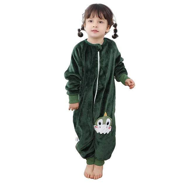 MICHLEY Duck Cartoon Flannel Sleeping Sack Winter Clothes Toddler Girls Boys 1-7T