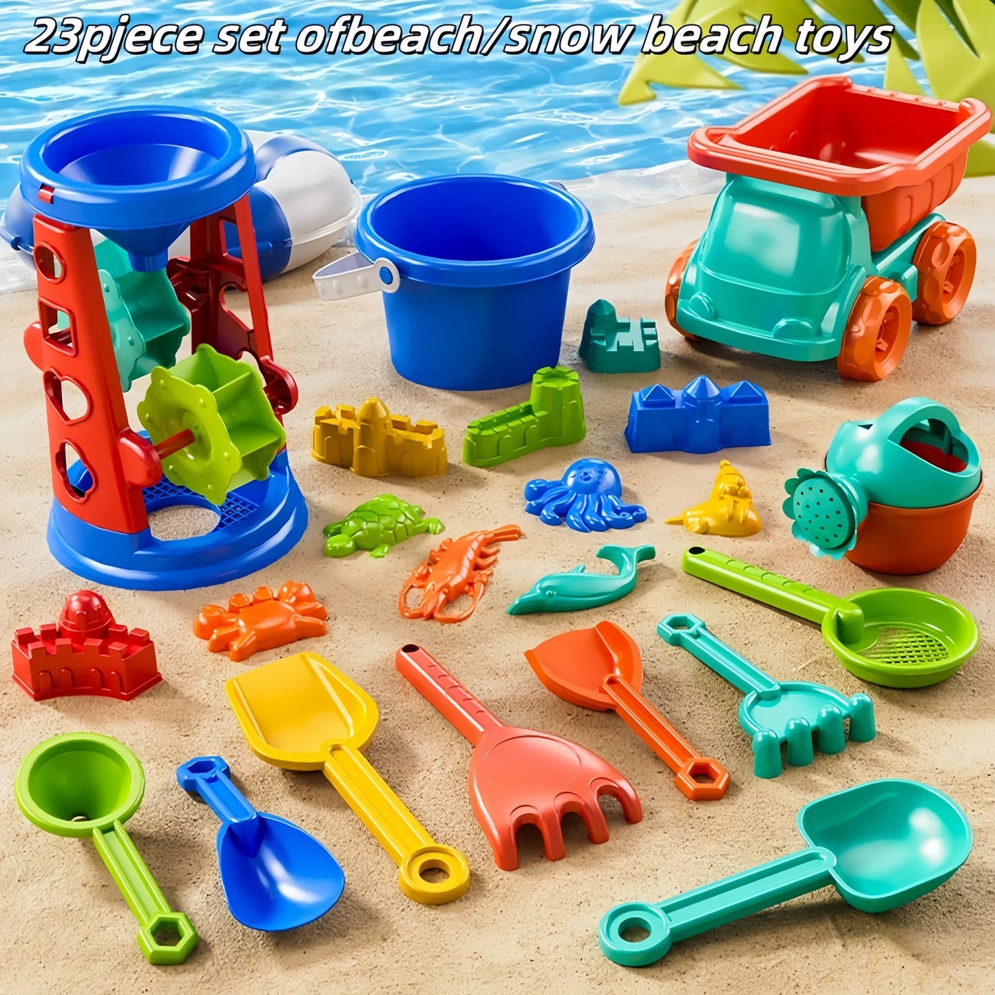 Children's beach toy set for boys and girls to play with sand, snow, water, outdoor gardening, digging soil, digging
