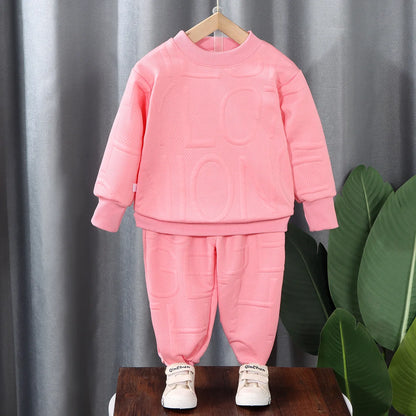 Spring Children's Spring Clothes Round Neck Long Sleeve Sweater Boys and Girls Trendy Baby Stylish Children's Clothing 2PCS