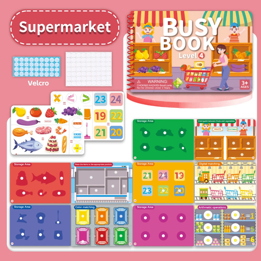Children Quiet Busy Book 4 Themes Cartoon Travel Sticker Books Kids DIY Sticker Educational Game