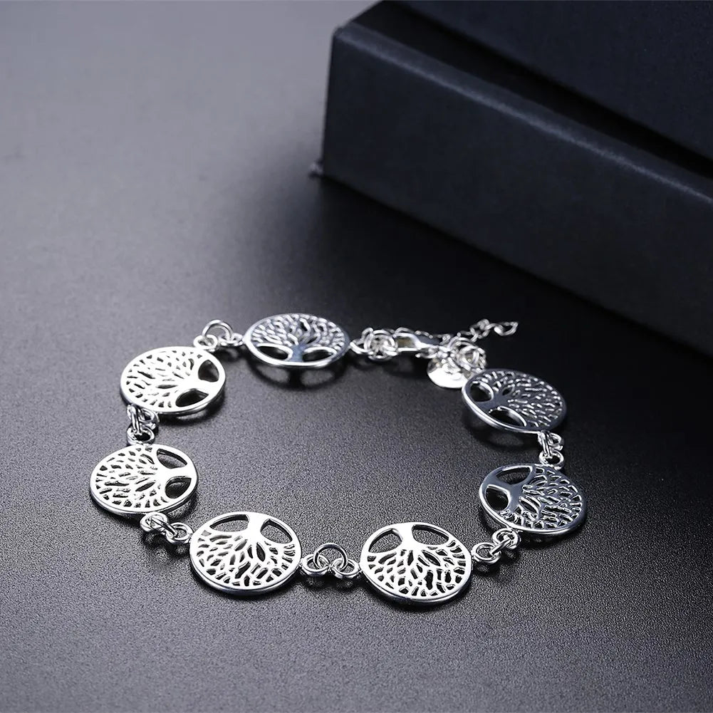 Fine Custom Jewelry Sets 925 Sterling Silver Pretty Tree of LifetNecklaces Bracelet for Women Fashion Party Wedding Gift