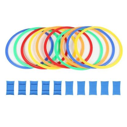 Outdoor Kids Funny Physical Training Sport Toys Lattice Jump Ring Set Game with 10 Hoops 10 Connectors for Park Play Boys Girls