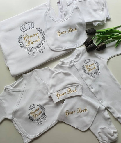10pcs Wings Outfits Any Name Personalized Laurel Tree Embroidery Gift Baby Pajamas Hat Welcome Home Ceremonial dress