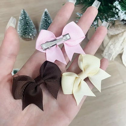 10Pcs/Set Solid Color Kids Bows Hair Clips for Baby Girls Handmade Ribbon Bowknot Hairpin Barrettes Hair Accessories
