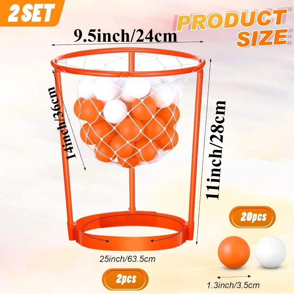 Head Hoop Basketball Party Game Set for Kid Adult Outdoor Sports Game Basket Net Headband with Balls for Birthday Christmas Gift