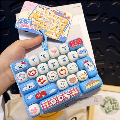 26 Keys Clicker Keychain Anti-Stress Keychain Hanging Pendant for Bag 26 Key Decompression Keyboard Keychains