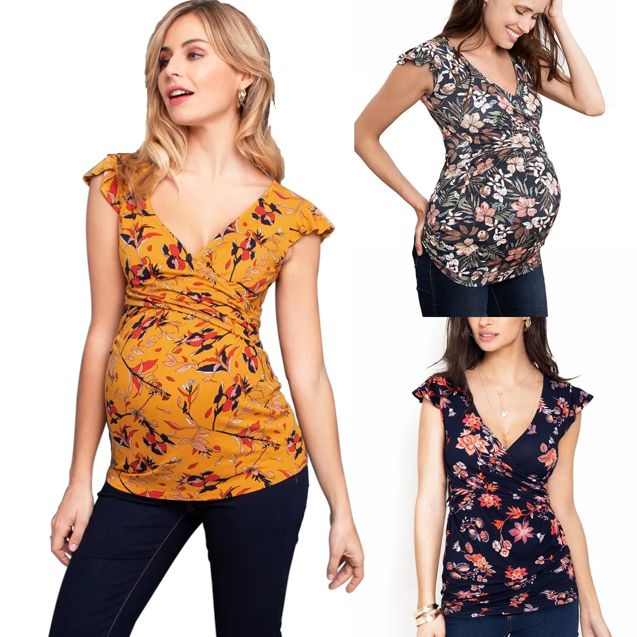 Maternity Clothes For Women Breastfeeding Clothing Short Sleeve T-Shirt Striped V-Neck Pregnant Women's Nursing Tops