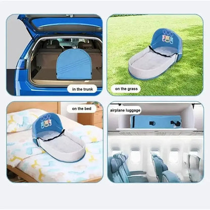 Baby Bed Crib Convenient Folding Anti-crush Middle Bed with Mosquito Net Comfortable Mattress Travel Crib for Newborn Camping
