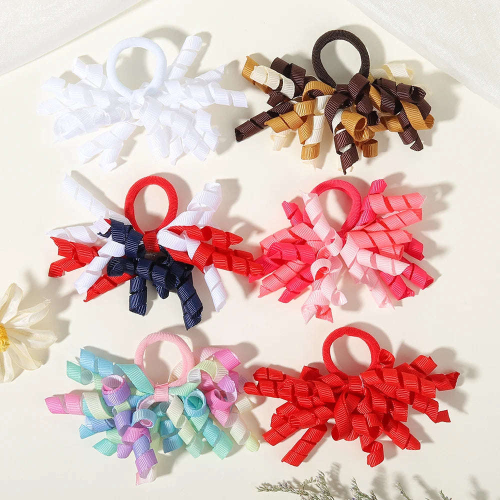 6Pcs Trendy Firework Hair Ties Rainbow Curly