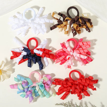 6Pcs Trendy Firework Hair Ties Rainbow Curly